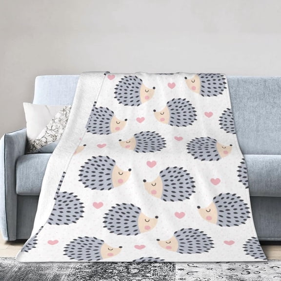 Ultra-Soft Micro Fuzzy Throw Blanket Cute Hedgehog Animal Fluffy Cozy Warm Blankets Soft Blankets Decorative for Couch Bed Sofa Bedroom for Four Seasons 50"x40"