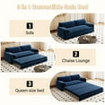 thumbnail image 4 of 66" Futon Sofa Bed Queen Size, Pull Out Bed, 3-in-1 Convertible Sleeper Sofa with Side Pocket, Modern Velvet Futon Couch for Living Room, Small Space, Apartment, Bedroom, Blue, 4 of 10