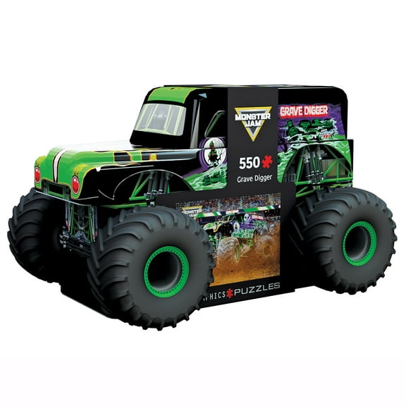 Eurographics: Monster Jam Grave Digger - 550 Piece Puzzle - Iconic Monster Truck-Shaped Collectible Tin, 19x13" Action Jigsaw, Officially Licensed