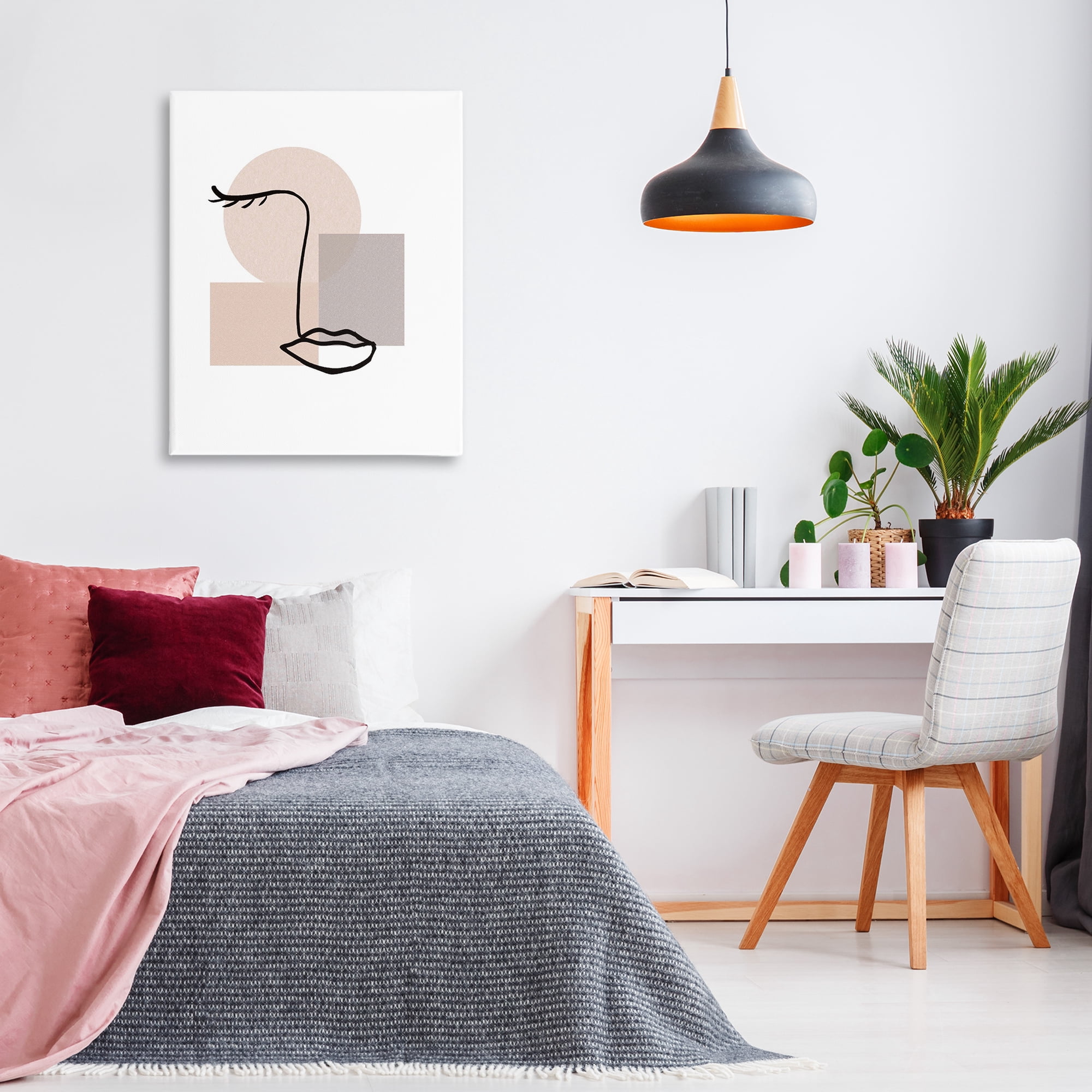 Stupell Industries Minimal Face Portrait Abstract Painting Gallery Wrapped Canvas Art Print Wall Art, 30 x 40