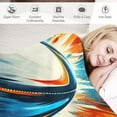 thumbnail image 3 of COMIO Sylvie Vintage Rugby Ball Design Blanket Colorful Print for Bed Sofa Couch Camping Office Housewarming Decor Gift for Family Warm Cozy Throw Blankets, 3 of 6