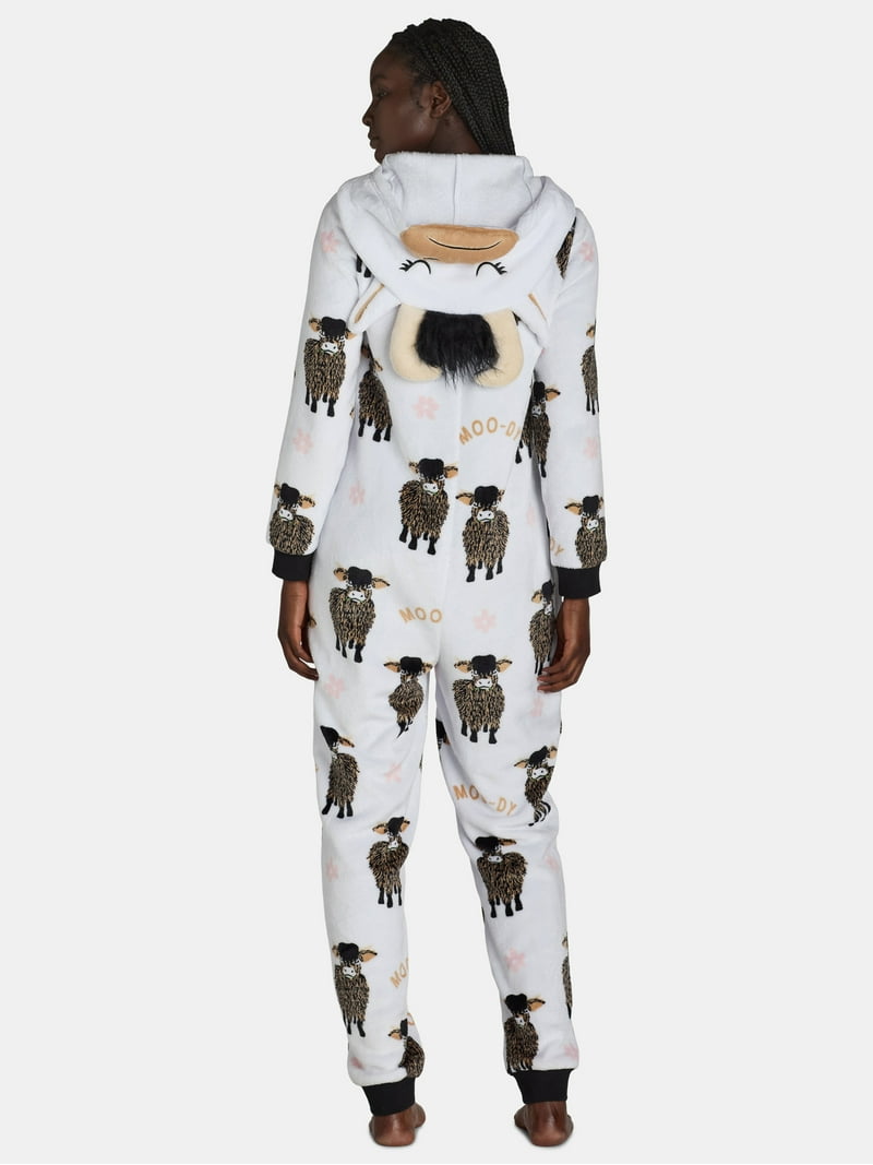Holiday Time Women's Cow Union Suit with Hood, Sizes XS-3X