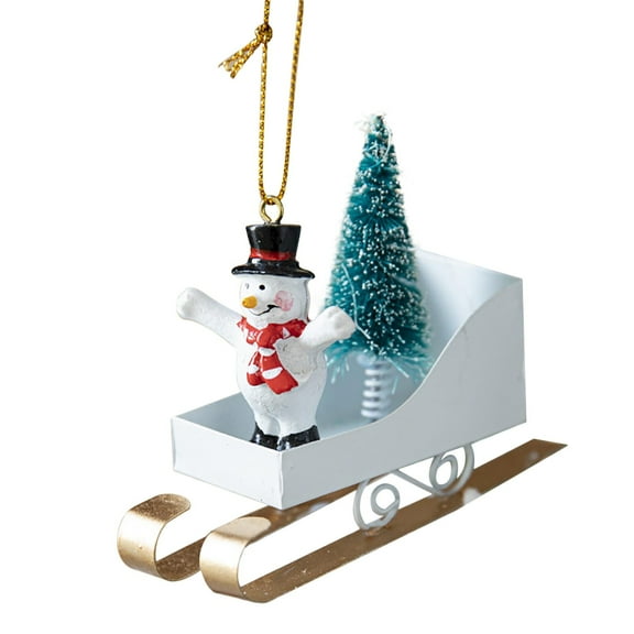 PATLOLLAV Christmas Sleigh Hanging Ornaments for Christmas Tree,Metal Christmas Tree Snowman in Sleigh Ornament Christmas Sleigh Decorations Christmas Tree Decor Snowman Sleigh Ornament for Kids