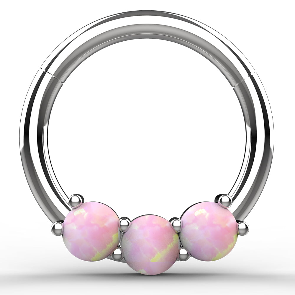 Surgical Steel Septum Piercing Jewelry Daith Hoop Earring Hinged Septum Ring Daith Earring 18 Gauge Septum Clicker with Opal Stones