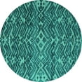 thumbnail image 1 of Ahgly Company Indoor Round Abstract Turquoise Blue Modern Area Rugs, 3' Round, 1 of 4