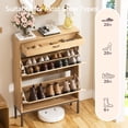 thumbnail image 4 of Brafabhome Shoe Storage Cabinet with 2 Flip Drawers, Modern Freestanding Narrow Fluted Shoe Cabinet with Drawer for Entryway, Hallway | Natural, 4 of 9