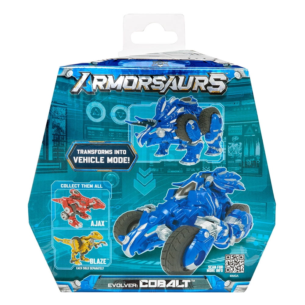 Armorsaurs Evolver Cobalt Transforming Dinosaur to Vehicle Toy, 2-in-1 Dino Figure with Multi-Step Conversion, Kids, Boys, Girls, Ages 6+