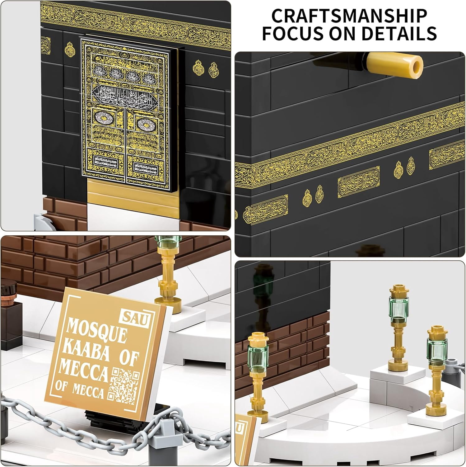 Islamic Mosque Kaaba Architectural Model Building Block Sets Muslim Bricks Toy Hajj Kit Eid,446 Pieces