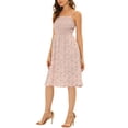 thumbnail image 4 of INSPIRE CHIC Women's Summer Spaghetti Strap Smocked Pockets Floral Dress XL Pink, 4 of 5