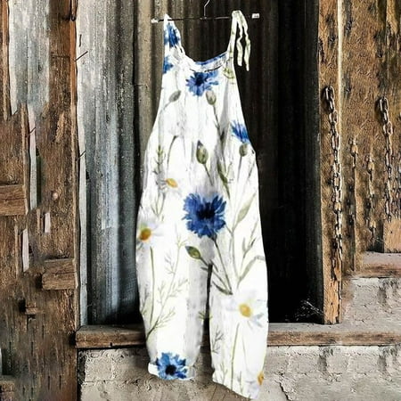 

Jumpsuits for Women Summer Boho Bib Overalls Casual Loose Floral Print Wide Leg Cropped Jumpsuit Sweet Beach Romper 2023