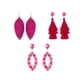 thumbnail image 1 of 3 pares de pendientes colgantes geométricos rectangulares, pendientes de aro bohemios para mujeres pendientes de gota rosa fuerte pendiente de gota de declaración ligera, 1 of 5