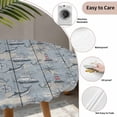 thumbnail image 6 of Blue Seaports Fitted Tablecloth with Elastic Edged, Round Table Cloth for Dining Table, Vintage Ocean Anchor Shark Farmhouse Wood Waterproof Oil Proof Table Cover for Indoor Outdoor 36"-44", 6 of 8