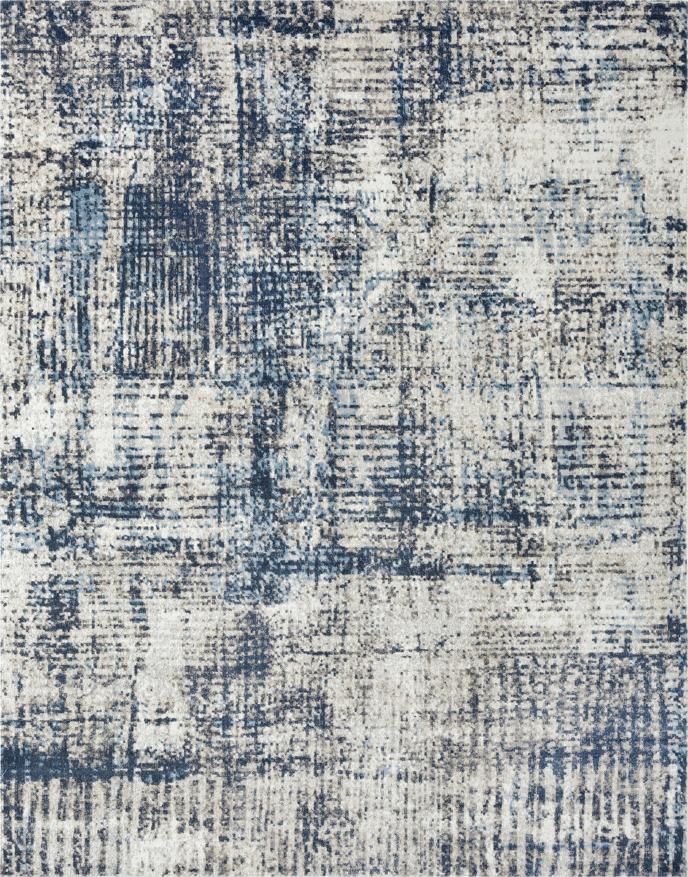 Contemporary 9x12 Area Rug (8'9'' x 11'3'') Abstract Navy, Navy Living Room Easy to Clean
