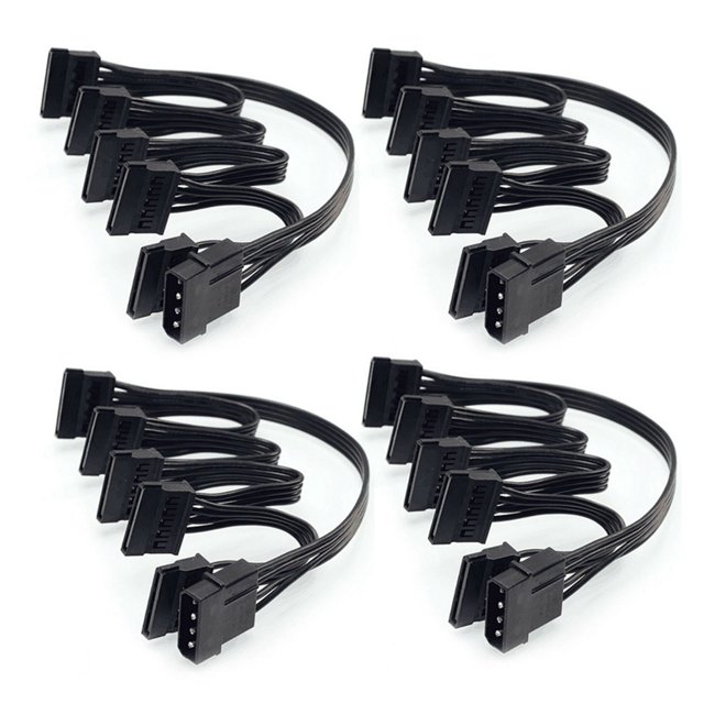4X Câble d'Alimentation 4Pin IDE vers 5 Ports 4Pin Molex vers Multi Port SATA Fil 18AWG pour Disque Dur HDD SSD PC