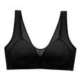 thumbnail image 3 of transpirable para mujer, para todos los cierre frontal, ropa interior sin cable correa ancha, ligero para el trabajo, Negro Salvador Sujetador de mujer, 3 of 6