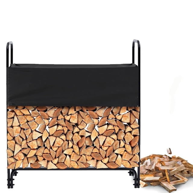 Garvee Kauri Wood Firewood Rack, Rustic Log Storage Holder for Fireplace, Multiple Sizes (1/2/3 Log), Living Room Fireplace Accessory