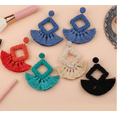 thumbnail image 3 of Pendientes de borla en forma de abanico, pendientes huecos, conjunto de pendientes de aro colgantes, pendientes colgantes bohemios Retro para niñas y mujeres Adepaton HMHZ579-7, 3 of 3