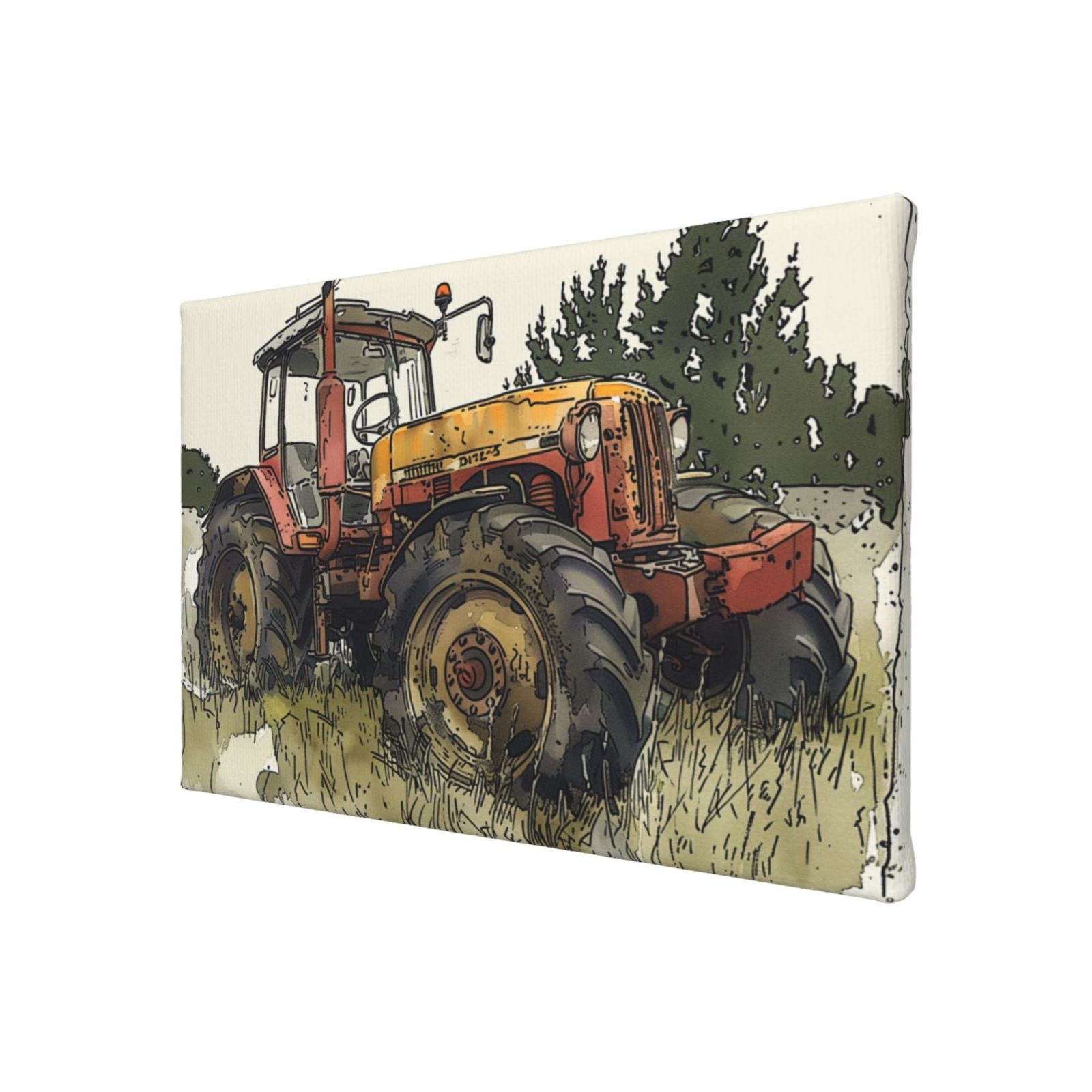 8x12 inch Yard Wall Art Rustic Decor Retro Tractor Canvas Painting,Pastoral Home Yard Fence Wall Decoration Prints,Farmhouse Kitchen,Living Room Wall Hanging Decor Art Hanging Picture Gift