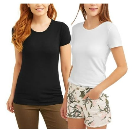 Women's Classic Scoopneck Short Sleeve T-Shirt, 2 Pck