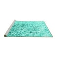thumbnail image 2 of Ahgly Company Machine Washable Indoor Round Abstract Turquoise Blue Contemporary Area Rugs, 6' Round, 2 of 4