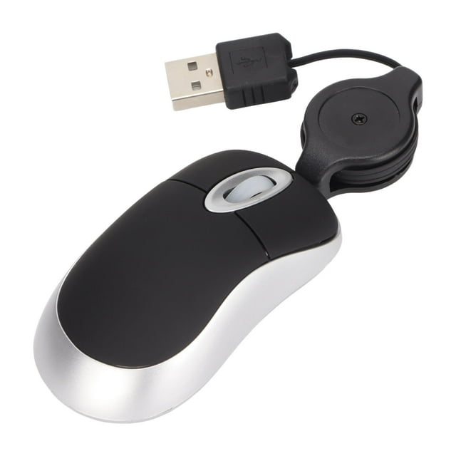 Mini Mouse, Wide Compatibility Plug and Play Retractable Cord Glossy Unique Design Mini Size Small Mouse for Home for Office for Travel