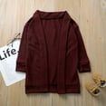 thumbnail image 5 of Kiapeise Kids Sweater, Solid Color Long Sleeve Cardigan Coat Knitwear Tops for Girls, Khaki/Wine Red, 5 of 7