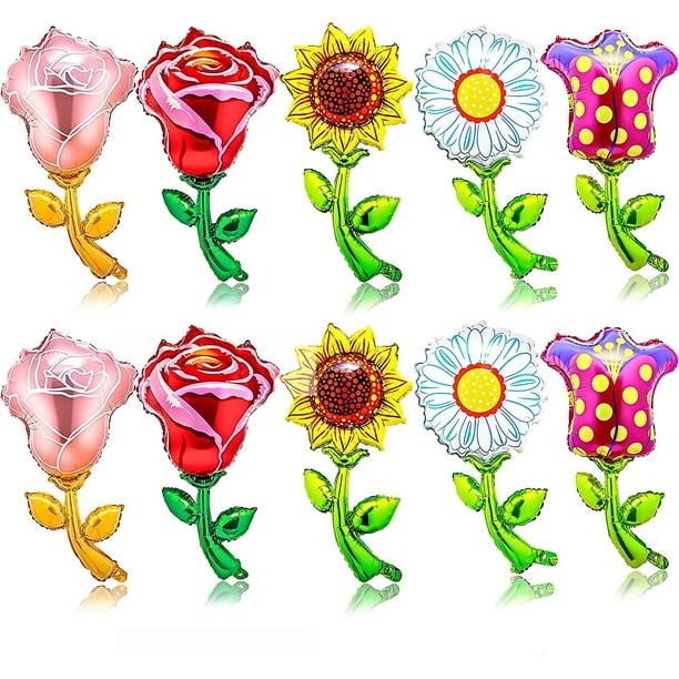Globos de Flores YONGSHENG 10 Piezas Girasol Margarita Rosa Roja Tulipán