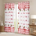 thumbnail image 2 of Manfei Lovely Bowtie Ribbon Blackout Curtains,Red Cherry Curtains Pack of 2 (38x45 Each),Red White Plaid Window Curtains For Girls,Ultra Soft Home Decor, 2 of 6