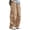 Brown, variant on Cargo Pants for Men, Oversized Straight Leg Mid Rise Drawstring Closure Pants, Non‑Stretch Woven 100% Polyester Multi Pocket Utility Transitional Season Outdoor Casual Trousers