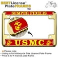 thumbnail image 2 of [Officially Licensed US Marine Corps Product] - Motorcycle Domed Custom-Made Personalized Metal License Plate Frame Frame with USMC Semper Fidelis and EGA Emblem Design - Gold, 2 of 6