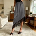 thumbnail image 2 of Shrysg Women's Casual Satin Midi Skirt with Elastic High Waist and Asymmetrical Hem for Daily Wear Gray, 2 of 6