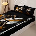 thumbnail image 3 of Castle Fairy Graffiti Dirt Bike Zipper Twin Comforter Sets with Fitted Sheet and 2 Pillowcases for Boys,Orange Splash Print Zipper Bedding Set for Bedroom,Orange Black,4-Piece,Black Reversible, 3 of 6