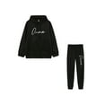 thumbnail image 3 of Fangasis Women Jogger Set Drawstring Two Piece Outfit Long Sleeve Sweatsuits Ladies Loungewear Lounge Sets Athletic Gym Hooded Sweatshirts And Sweatpants Black L, 3 of 4