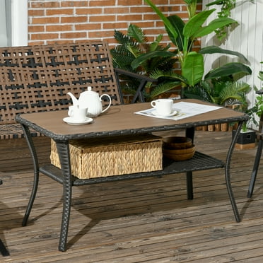 Antony Outdoor Wicker Coffee Table, Brown - Walmart.com