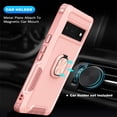 thumbnail image 4 of SaniMore for Google Pixel 7 Pro Multi-Functional Case, 3-Layer Protection Magnetic Cover Support Car Mount & 360° Rotatable Metal Ring Kickstand Full Body Shockproof Protective Shell, Rosegold, 4 of 8