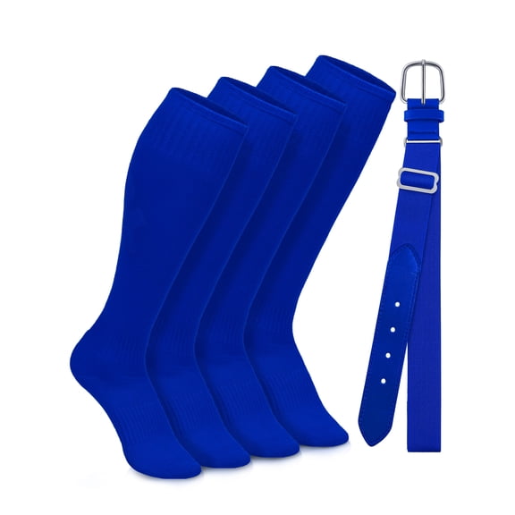 Gnodio Youth Adult Baseball Socks and Belts Combo Set Cotton Baseball Softball Socks Adjustable Belt for Youth Adult