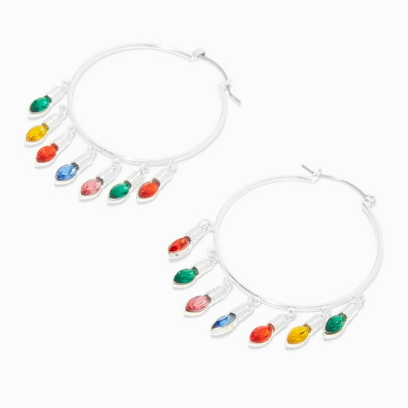 Claire's Christmas Gemstone Light Bulbs 2-Inch Hoop Earrings