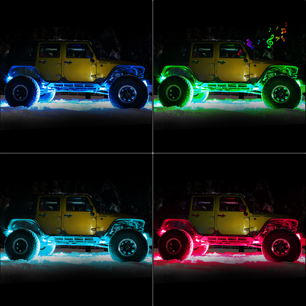Sunpie 8 pod RGB underglow LED Rock Lights Bluetooth Multicolor Neon LED Light Kits