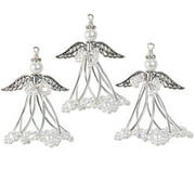 Solid Oak Silvery Angels Ornament Kit, Silver