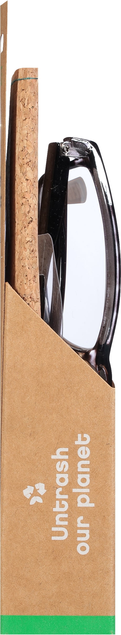 B.E Bio Eyes Mens Rectangular Reading Glasses Made from Recycled Plastic Taro +1.75 in Grey