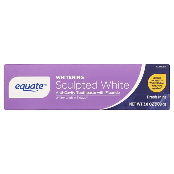 Equate Whitening Sculpted White Toothpaste, Fresh Mint, 3.8 oz