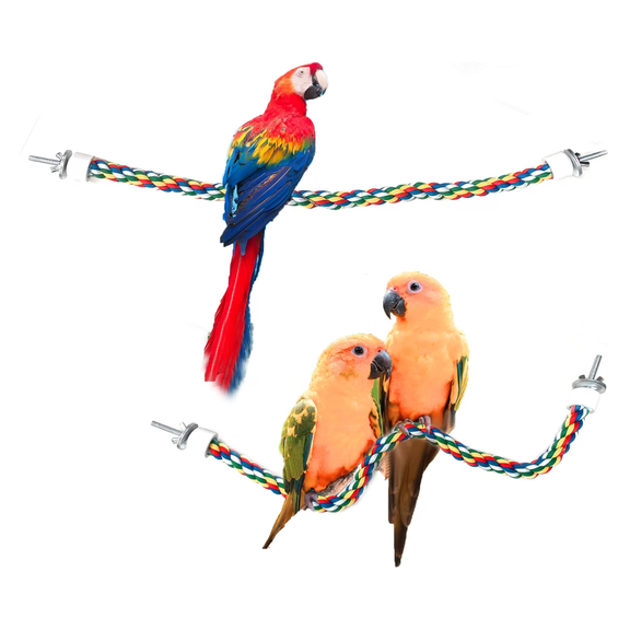 2-Pack 23.6" Bird Rope Perch Spiral Cotton Parrot Cage Climbing Stand Toy Parakeet Cockatiel
