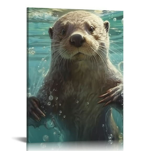 Sheronv Sea Otter Fine Art Aesthetic Poster Print Wall Painting for Home Office Wall Decor - Canvas Prints Living Room Bedroom Decor Pictures 12x16 in