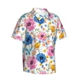 thumbnail image 2 of Hawaiian Shirt For Men, Blue Pink Yellow Rose Flowers Mens Button Down Short Sleeve Shirt, Summer Beach Shirts For Men, 2 of 2