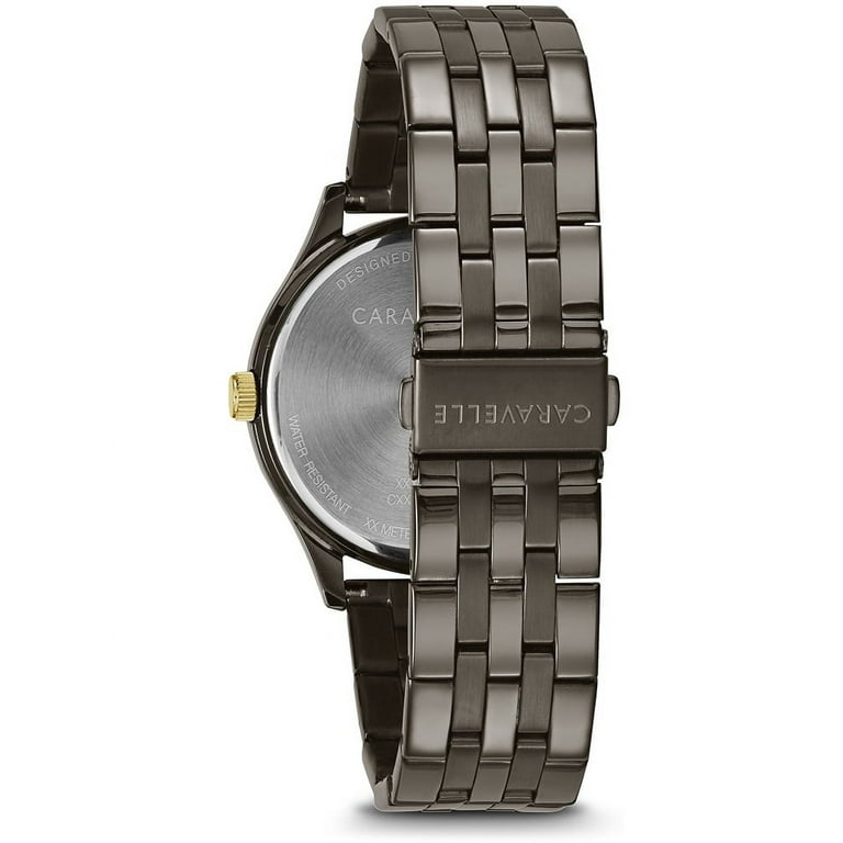 Caravelle Designed By Bulova Men's Coin Edge Gunmetal Stainless