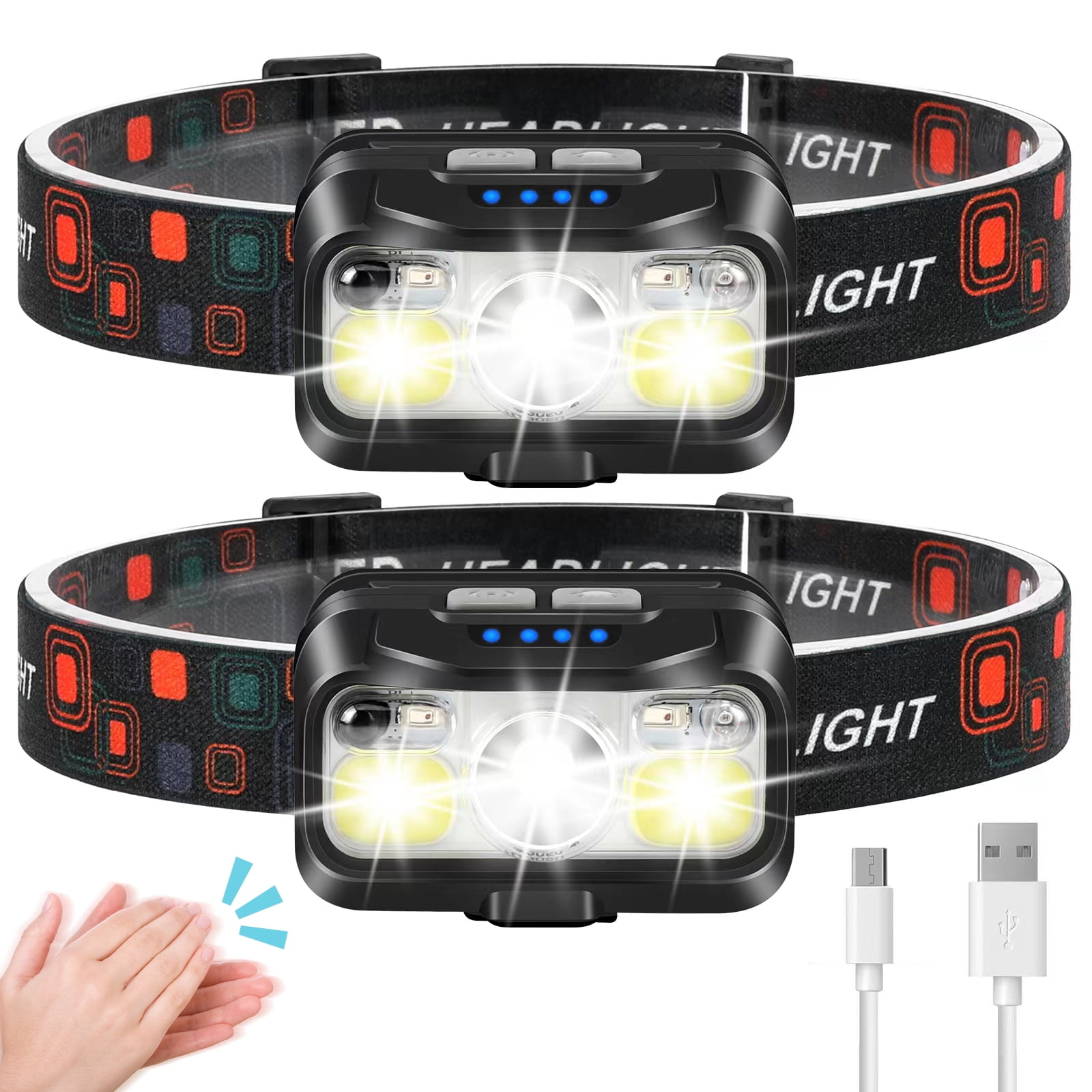 Running Mini Headlight with Headband 1 Pack Headlamp Hiking LED Head Torch for Kids Headlamp Battery Powered Outdoor Waterproof 60° Adjustable 3 Light Modes for Camping Battery Included 