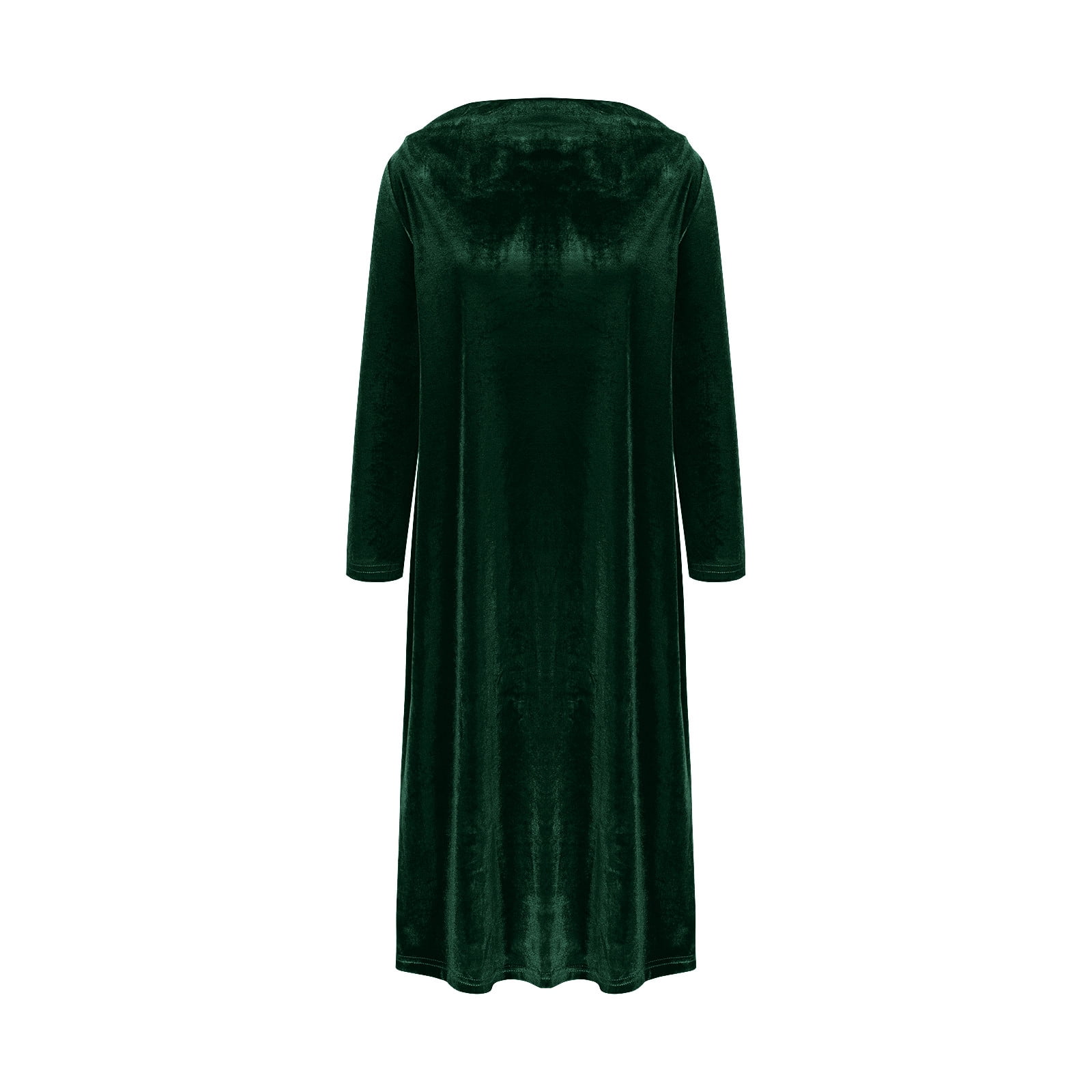 OSFVNOXV Velvet Dress for Women Plus Size Long Sleeve Evening Dress Loose Fit Solid Color Wedding Guest Dress