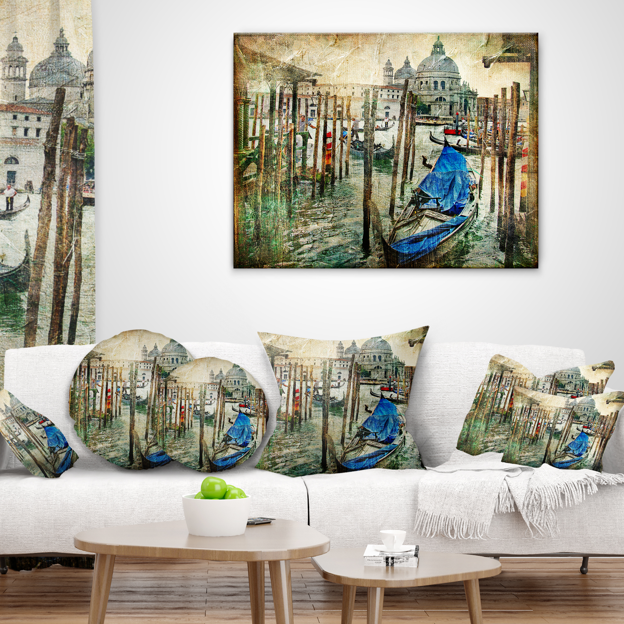 Designart Beautiful Venice - Landscape Printed Throw Pillow - 16x16
