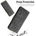 thumbnail image 7 of For Samsung Galaxy S23 Case, Premium Leather Magnetic Closure Flip Wallet Case with Card Holder Cash Slot Stand Function Embossed Flower Pattern Slim Shockproof Lanyard/Strap Cover,Black, 7 of 7