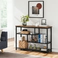 thumbnail image 1 of 4-Tier Console Table 39.4"，Sofa Tables Narrow Entryway Table with Metal Frame and Glass, 1 of 9